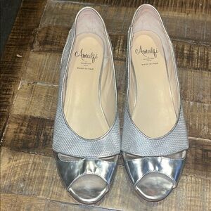 Amalfi Metallic Silver Peep Toe Flats